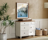 WAMPAT Dresser for Bedroom with 3 Drawers, White Kids Dressers with Wide Chest of Drawers, Mid Century Modern Wooden Closet Storage Organizer, Small Dressers for Living Room, Nursery, Hallway WAMPAT