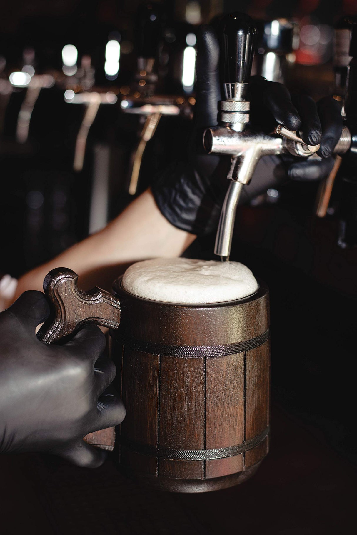 Etno Motif Handmade Wood Mug 20 oz Stainless Steel Cup Carved Natural Beer Stein Old-Fashioned Brown - Wood Carving Beer Mug of Wood Wooden Beer Tankard Capacity: 20oz (600ml) - Great Gift Idea Etno Motif