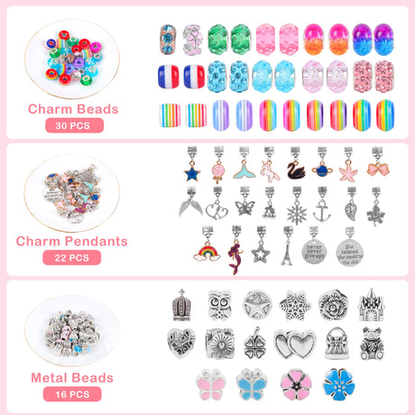 ELLENER Girls Bracelet Making Kit,A Perfect Birthday Gifts for girls age 6 7 8 9 10,Jewelry Making Kit with Jewelry Box,Fun and Easy to Make,Cute Sparkling that Inspires Creativity and Self-Expression ELLENER
