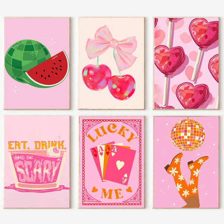 cupmod 6 Packs Vintage Paint by Numbers Kit for Adults,DIY Acrylic Watercolor Oil Painting by Number On Canvas Without Frame,Retro Funny Drinks Paint by Numbers Kit for Home Wall Decor 8x12inch cupmod