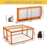Nyeekoy Portable Chicken Coop with UV-Proof Panel, 4X Garden Stakes, Wooden Rabbit Hutch, Chicken Brooder Box Indoor, Outdoor Folding Chicken Cage, Top & Side Openable Doors, 45.3Inch (Orange) Nyeekoy