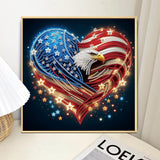 antor Diamond Art Kits for Adults – Special Shape Eagle Heart with American Flag, 5D Crystal Rhinestones Patriotic Diamond Painting Kit antor