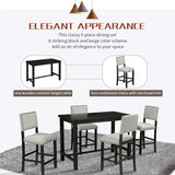 Merax 5 Piece Dining Table Set for 4,Counter Height Kitchen Table Set with One Rectangle Table and 4 Cushioned Chairs for 4 Persons Dining Room Table Set for Small Place Merax