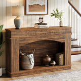 Tribesigns 47.24-Inch Console Table, 2-Tier Entryway Table with Elegant Pattern, Farmhouse Behind Couch Table Sofa Table, Hallway Table Foyer Table for Living Room, Entryway, Rustic Brown Tribesigns