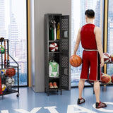 SUPEER 2 Doors Metal Locker with Adjustable Shelves and 6 Hooks,Metal Lockers for Employees for Gym,School,Office,Home,Garage,Assembly Required,Black SUPEER