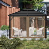 Gazebo Replacement Mosquito Netting Outdoor Universal Gazebo Canopy 4-Panels Screen Sidewalls with Zipper for Patio Garden Yard Backyard (Mosquito Net Only) (10x12, Brown) Iheqard