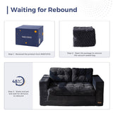 MAXYOYO Convertible Sofa Bed, Pull Out Loveseat Sleeper Sofa, 2 in 1 Folding Couch Bed, Fold Out Floor Couch with Pillows for Living Room Bedroom Lounge, Black MAXYOYO