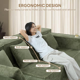 LIKIMIO 110” L-Shaped Sofa with LED Lights, Cloud Boneless Couch with Oversized Chaise, Deep Seat, Built-in Holder & Storage Pocket, Upholstered Couches for Living Room and Apartment, Green LIKIMIO