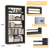 CBNTKI 5 Tier Metal Bookshelf,69'' Tall Heavy Duty Bookcase with Adjustable Shelves,Black Large Modern Bookshelves,Industrial Open Bookcases for Library,Office,Study Room,Living Room CBNTKI