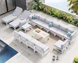 NICESOUL Extra Large Aluminum Patio Furniture Set with Chaise Lounge, All-Weather 29" Wide Seats Outdoor Sofa Conversation Set, 16 Piece Modern Sectional Couch for 14 Seats, for Garden, Light Gray NICESOUL