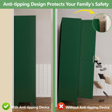 71" H Metal Armoire Wardrobe Closet, Adjustable Shelve, Clothes Drying Pole, Steel Wardrobe Cabinet for Bedroom (Green) Ckzbx