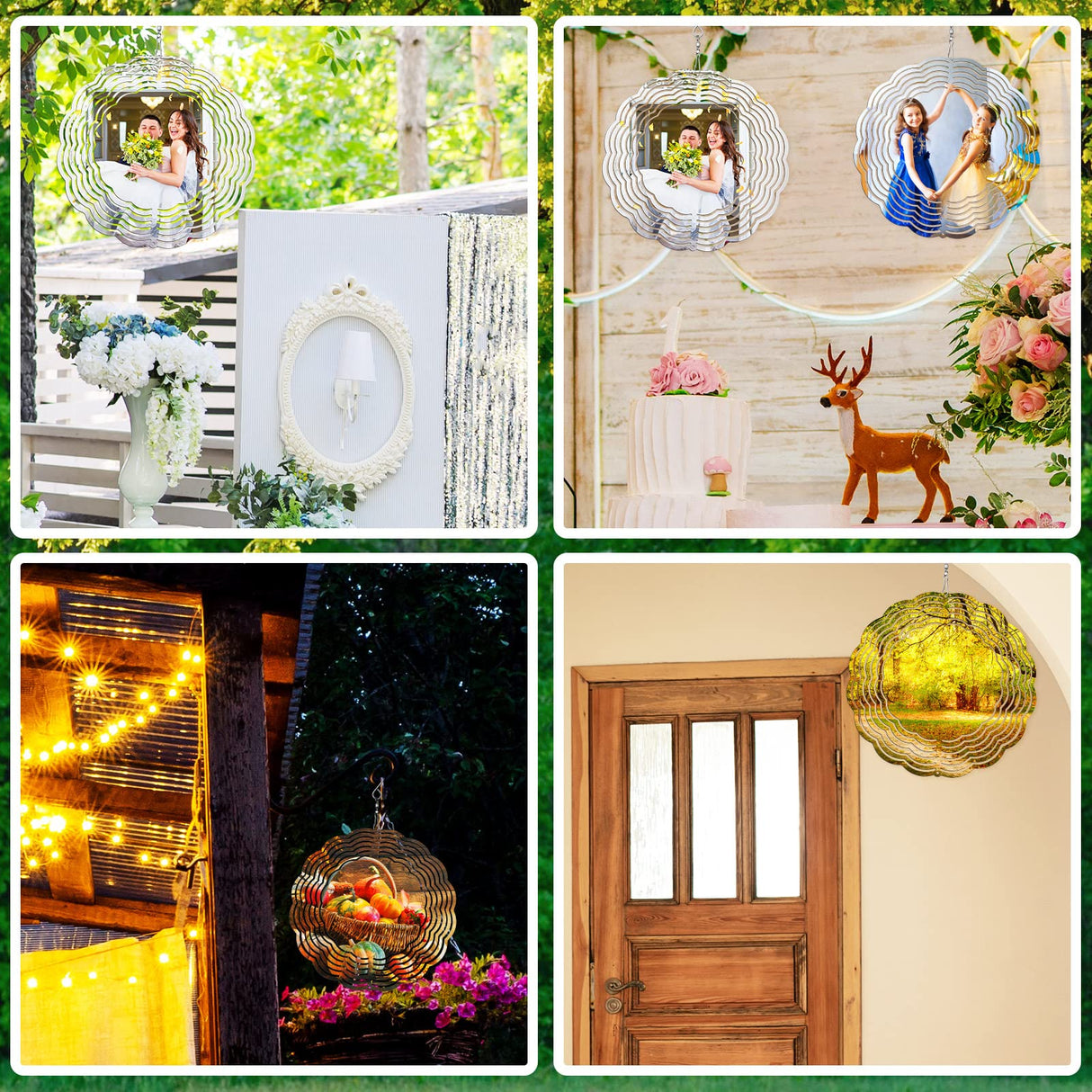 Remerry 10 Pack 10 Inch Sublimation Wind Spinner Blanks 3D Aluminum Metal Wind Spinners Whirligigs Wind Spinners DIY Crafts Ornaments for Garden Window Yard Porch Front Door Decoration(Round) Remerry