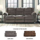 Signature Design by Ashley Tulen Modern Manual Pull Tab Reclining Sofa, Dark Gray Signature Design by Ashley