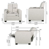 Christopher Knight Home Salemt Push Back Recliner Chair, Upholstered Living Room Armchair, Easy Assembly Soft Single Sofa Accent Chair for Living Room Office Bedroom, Tufted Waffle Stitch, Beige Christopher Knight Home