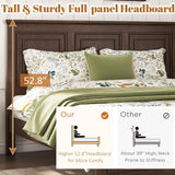 Mirightone Wood King Bed Frame with Tall Headboard and Footboard, Rustic King Panel Bed with Under Bed Storage, Farmhouse Style, Noise-Free, No Box Spring Needed, Antique Brown Mirightone