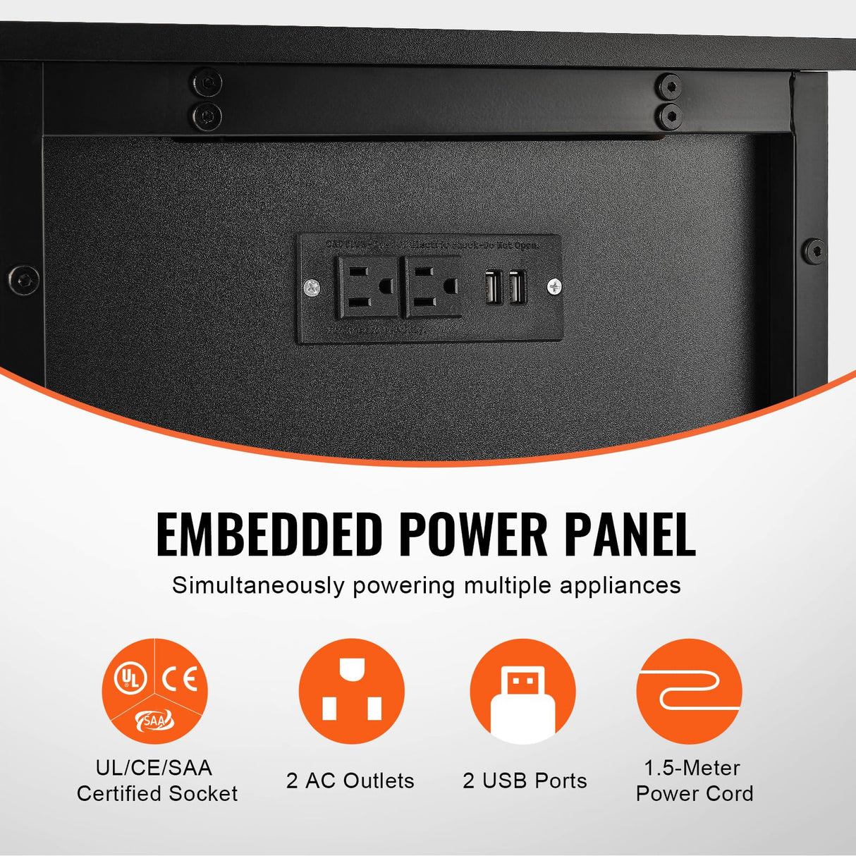 VEVOR Aquarium Stand, 40 Gallon Fish Tank Stand, 36.6 x 18.9 x 31.5 in Steel and MDF Turtle Tank Stand, 335 lbs Load Capacity, Reptile Tank Stand with Storage Cabinet and Embedded Power Panel, Black VEVOR