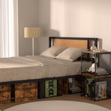 Ksuefao 2 Cube Storage Organizer, Small Bookshelves, DIY Variable Stackable Wooden & Metal Cubes Shelves for Desktop, Bedroom, Living Room, Black Brown Ksuefao