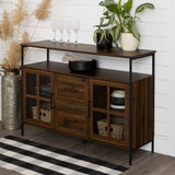 Walker Edison Furniture AZU48RAD3DDW Industrial 3-Door Buffet Sideboard for Kitchen-Dining Room, 48, Dark Walnut Walker Edison