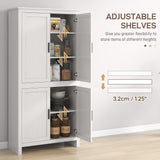HOMCOM 64" Kitchen Pantry Cabinet, Freestanding Storage Cabinet with 4 Doors and 3 Adjustable Shelves for Dining Room, Antique White HOMCOM