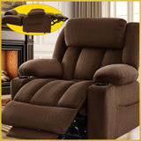 Neioml 3 Motor Large-Wide Lift Chair, Infinite Position, 180° Lay Flat, Power Lift Chairs Recliners for Elderly Big and Tall, Massage & Heat, Extended Footrest, Soft Plush Flannel (Brown) Neioml
