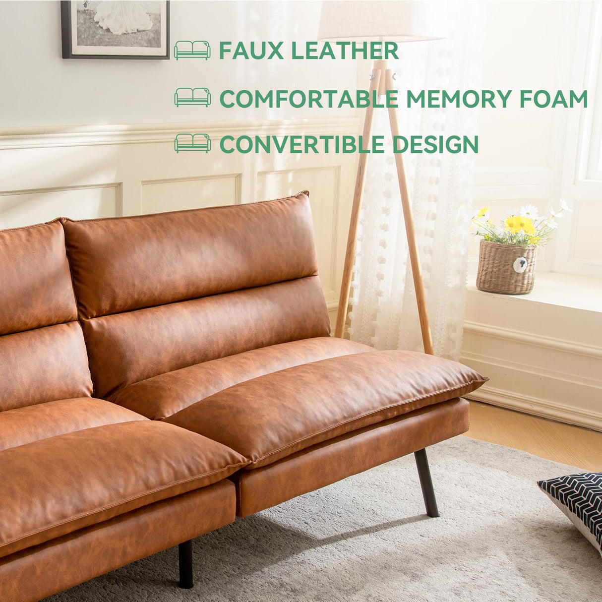 Vyfipt SF-534CH Sofa Bed, Saddle Brown Vyfipt