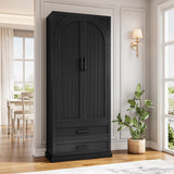 iPormis 71" Tall Kitchen Pantry Storage Cabinet w/Adjustable Shelf, Large Drawers & Door Shelves, Freestanding Kitchen Cupboard for Dining Room/Living Room, Black iPormis