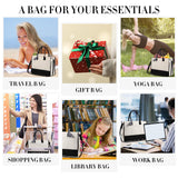 yeload 6 Pieces Canvas Tote Bags with Handles Shoulder Strap - Black and White Blank Sublimation Tote Bags for Women, Bridesmaids, and Daily Use - Bulk Zipper Tote Bags for DIY Crafts and Gifts yeload