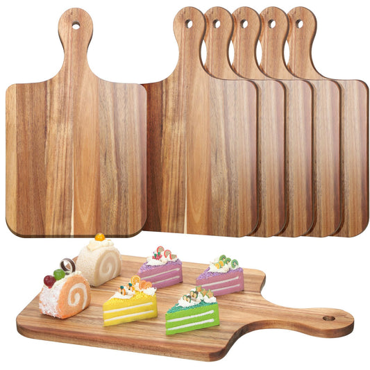 Didaey 6 Pcs Cutting Board Bulk Kitchen Thicken Chopping Board with Handles Wooden Charcuterie Serving Board Blank Wood Boards for Engraving Wedding Housewarming(16 x 10 Inch, Acacia Wood)