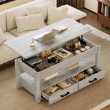 KOUSEI 47.2" Large Lift Top Coffee Table with Storage Drawers & Hidden Compartment, Grey for Living Room KOUSEI