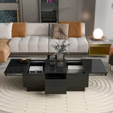 Multifunctional Coffee Table with 2 Large Hidden Storage Compartment, Extendable Cocktail Table with 2 Drawers, High-Gloss Center Table with Sliding Top for Living Room, 39.4"x21.6", Black Harper & Bright Designs