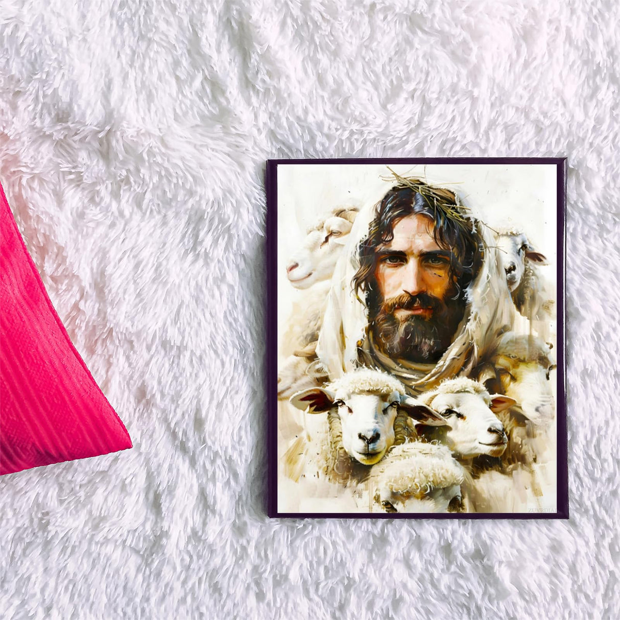 ZUVRDIAI Religion Paint by Numbers Kit for Adults Beginner Jesus Christ Sheep Digital Oil Painting Canvas Painting by Number Set for Gifts Wall Decor 16x20 Inch, Unframed ZUVRDIAI