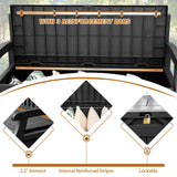 Devoko 80 Gallon Storage Bench Deck Box Lockable for Patio Furniture, Garden Decor and Outdoor Seating for Cushions, Garden Tools and Pool Supplies (Black) Devoko