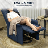 HOMCOM Power Lift Recliner Chair for Elderly, Fabric Lift Chair Sofa with Remote Control, Side Pockets, Pocket Spring, Tufted Back, Quick Assembly, Deep Blue HOMCOM