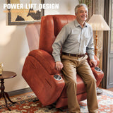 Flamaker Power Lift Recliner Chair Electric Lift Recliner for Elderly Power Lift Recliner Chair with Cup Holders Side Pockets for Living Room (Leathaire, Brown) Flamaker