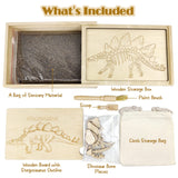 Dinosaur Excavation Archaeology Dig Kit for Kids, Fossil Explore Sensory Bin Toys, Dino Skeletons Bones Puzzle Game, Archaeology Science STEM Toys for Boys and Girls (Stegosaurus) Xylolin