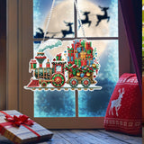 Bowetile Christmas Train Diamond Art Hanging Kits for Adults Kids, Diamond Art Suncatchers, 5D Special Shape Diamond Painting Pendant Window Ornament Christmas Gifts for Home Door Wall Decor Bowetile