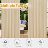 Easy-Going Outdoor Patio Curtains Detachable Tab Top Windproof Weatherproof Curtain for Cabana, Porch, Pergola and Gazebo, Tab Bottom Drape, 2 Panels, 54W x 84L inch, Beige Easy-Going
