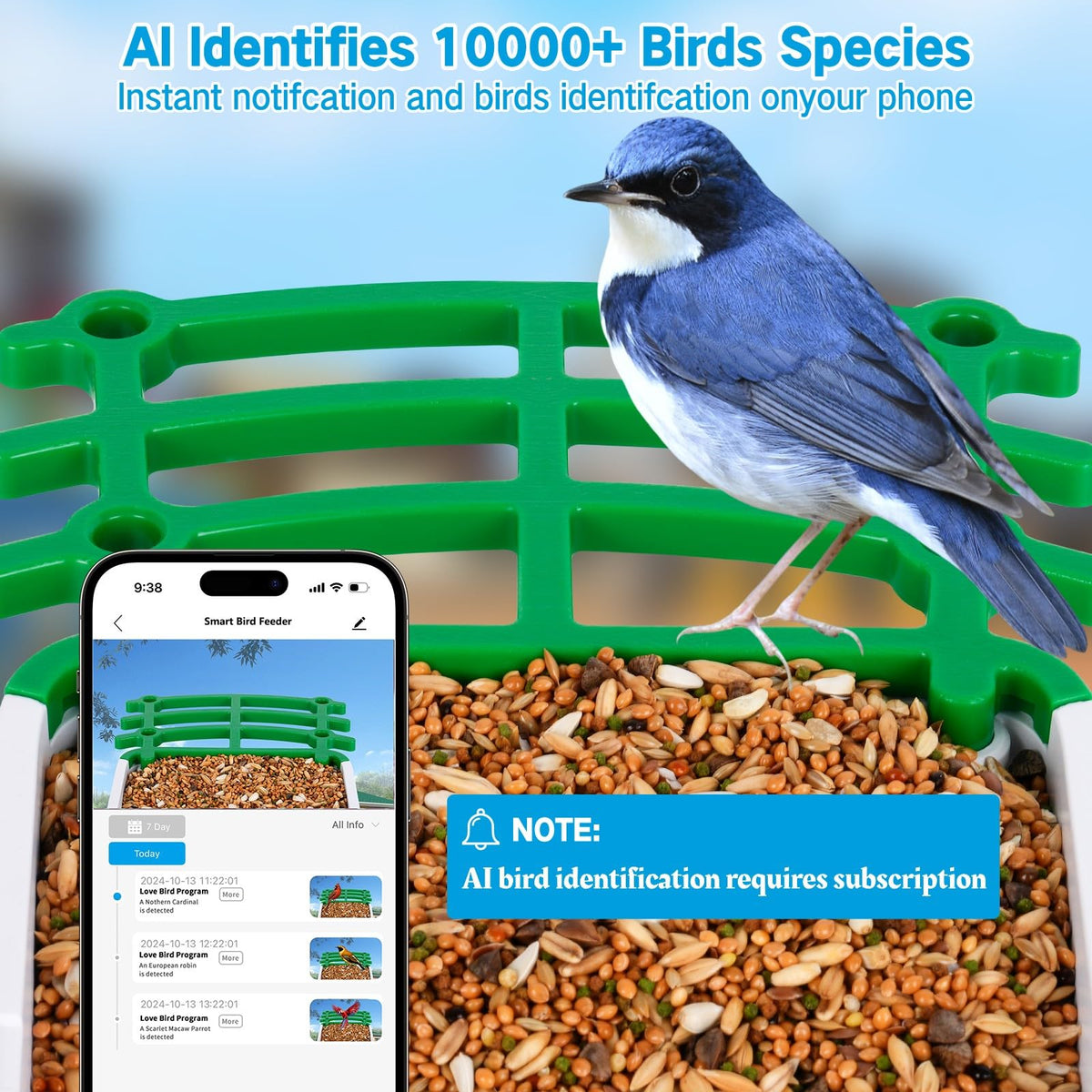 seanme Smart Bird Feeder with Camera Solar-Powered | 2.5K HD Live View, AI Identify 10,000+ Birds | Instant Alerts & Weatherproof Design | Bird Watching Birthday Gift for Mom/Father/Grandparents seanme