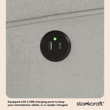 Storkcraft Serenity Upholstered Swivel Glider with USB Charging Port (Steel) – Fully Upholstered Wingback Nursery Glider Recliner with Manual Recline Function, 2 USB Charging Ports, 360 Swivel Base Storkcraft