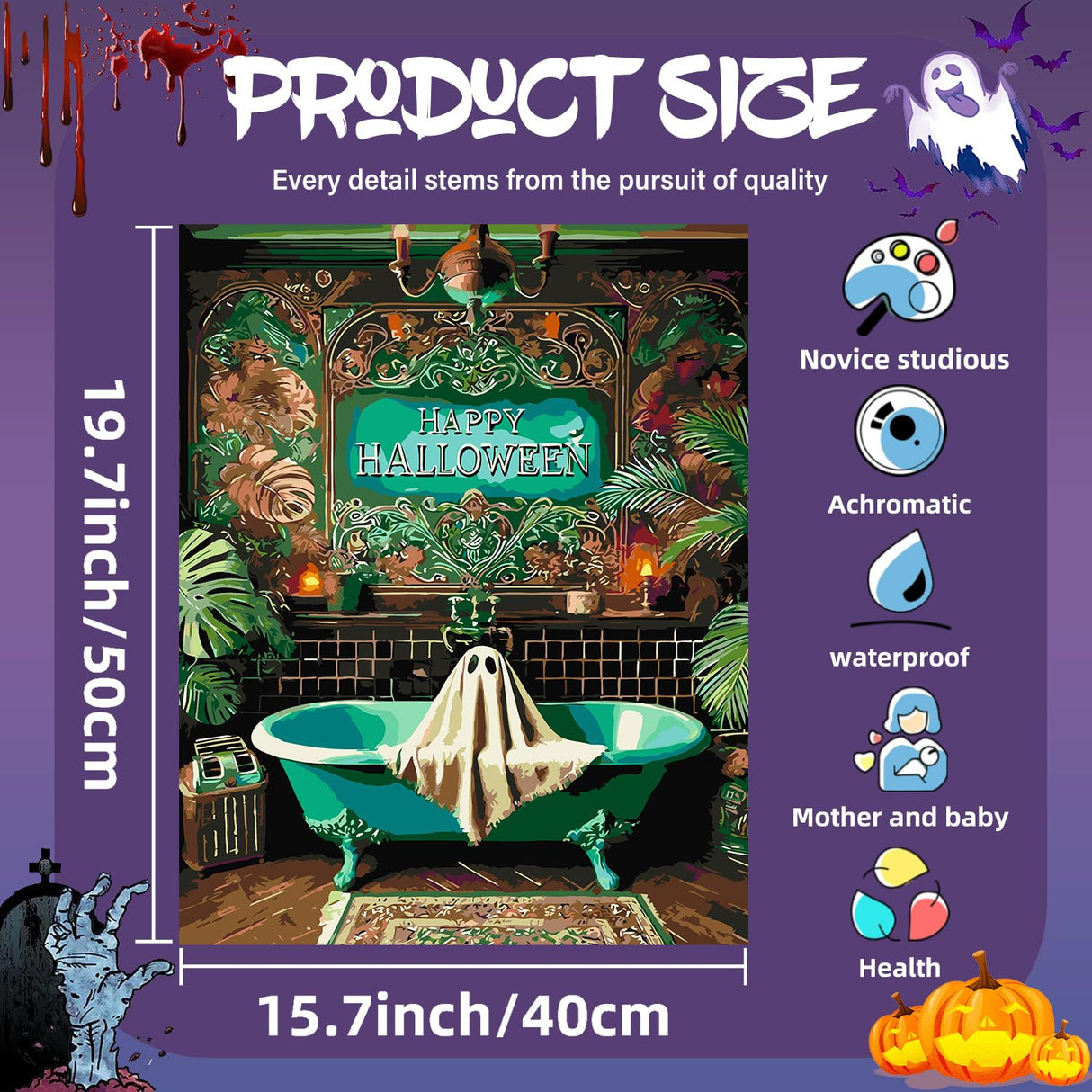 Aestalrcus Halloween Paint by Numbers Kit for Adults, Ghost Paint by Numbers for Adults Beginner, Painting by Numbers Kits for Relaxation Home Wall Decoration and Gifts 16x20inch Aestalrcus