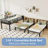 Mirightone Heavy-Duty Triple Bunk Beds for Kids, Metal Triple Twin Bunk Bed, 3 Bed Bunk Beds for Teens Girls Boys,Can be Separated into 3 Twin Beds, Black Mirightone