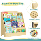 TOETOL 5-Tier Kids Bookshelf - Toddler Book Display Shelves for Classrooms, Playrooms, and Nursery - Wooden Children Book Rack (Natural) TOETOL