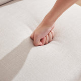 HUIMO Home Office Chair Upholstered Swivel Desk Chair with Wheels Chenille Fabric Adjustable Height Computer Chair with Wooden Legs Comfortable Armless Chair for Studio Study Home Office (Beige) HUIMO