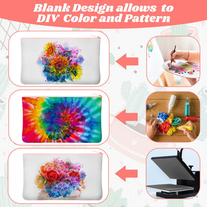 50 Pieces Sublimation Blank Canvas Makeup Bags Bulk, Blank DIY Heat Transfer Cosmetic Bags, Pen Case, Pencil Bags, Clear Sublimation Blank Pouch with Zipper (Mixed Colors, 7 x 4.3 Inch)