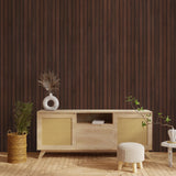 CHIHUT 17.7”x236” Dark Brown Vertical Wooden Slat Wallpaper Peel and Stick Self Adhesive Wood Grain Vinyl Contact Paper Rustic Striped Wood Grating Wrap for Farmhouse Countertops Cabinets Doors Walls CHIHUT