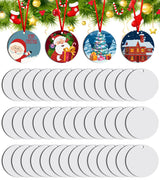 Duufin 40 Pieces Sublimation Ornament Blanks 3" Sublimation Christmas Ornament Blanks Round Blank Sublimation Ornaments for Christmas Tree Décor, DIY Handmade Crafts(3 inches) Duufin