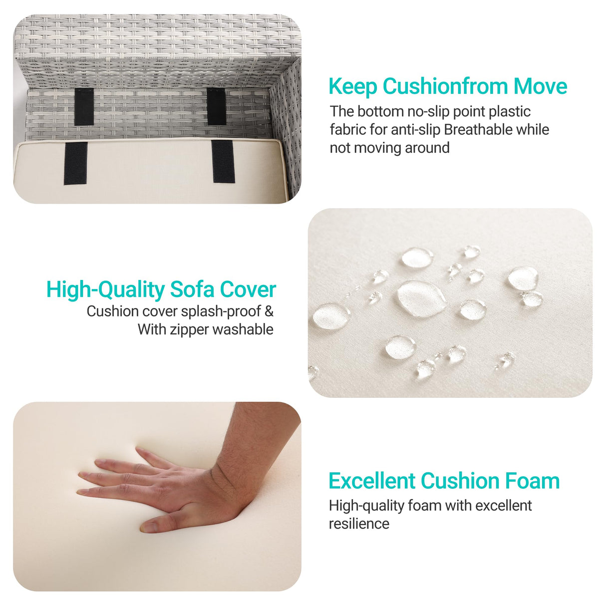 Muphyers 10-Piece Outdoor Patio Furniture Set with Rocking Swivel Chair, PE Wicker Rattan Sectional Sofa Patio Conversation Set with 55,000 BTU Fire Pit Table & Coffee Table, White Muphyers