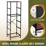 WLIVE Fabric Dresser, 5-Drawer Tall Dresser for Bedroom, Storage Dresser Organizer with Fabric Bins, Wood Top, Sturdy Steel Frame, Chest of Drawers for Closet, Hallway, Rustic Brown Wood Grain Print WLIVE