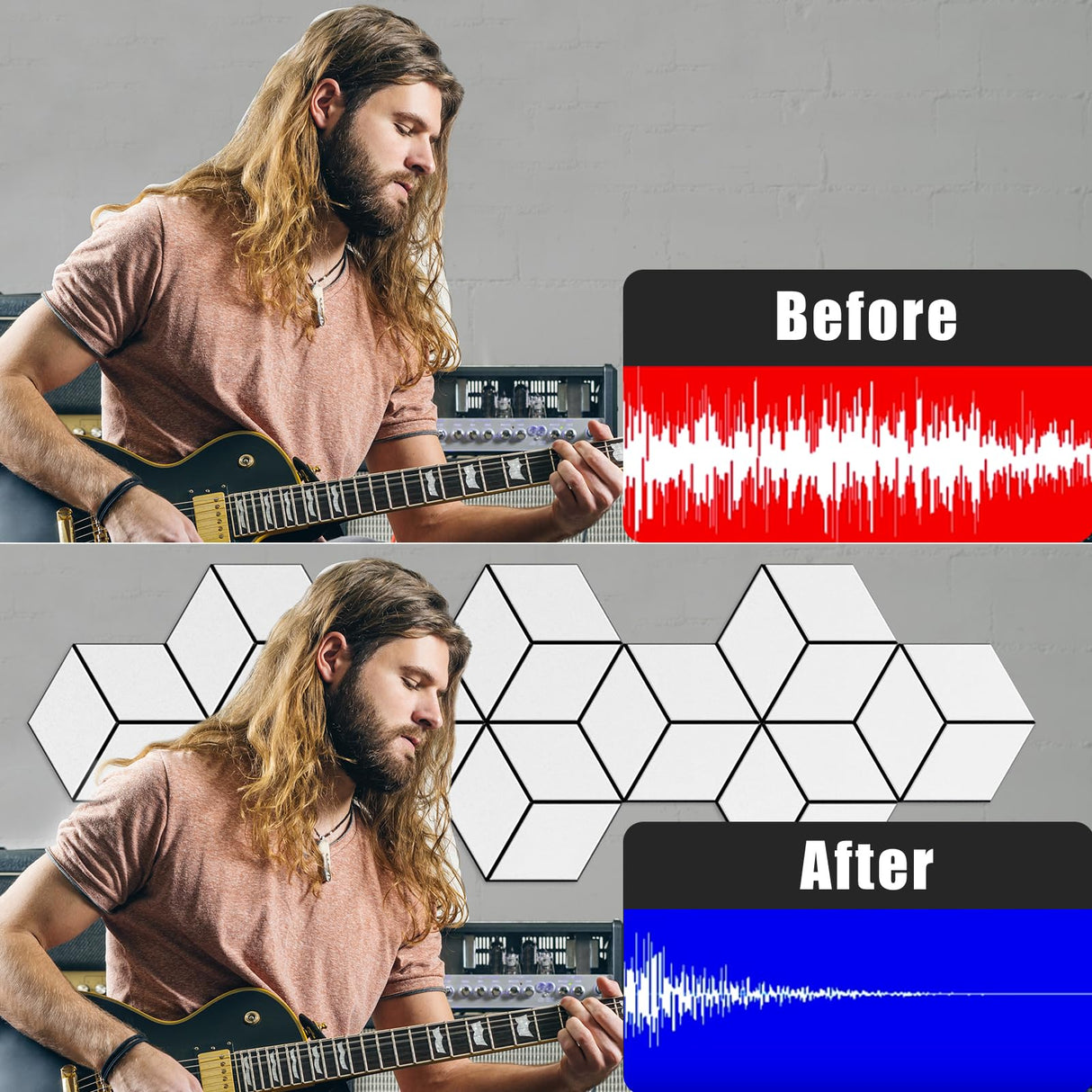 22-Pack Self-Adhesive Acoustic Panels, 12" x 10" x 0.4" – High-Density, Flame-Resistant Soundproof Foam. Absorbs Noise and Eliminates Echoes. Enhance Your Space with Hexagonal 3D Design, White Face. Dailycooper