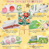 Sretoul Flowers Paint by Numbers Kit for Adults Framed 4 Pack- Flowers Paint by Numbers Kits on Canvas with Frame for Home Decor 8X8 Inch Sretoul